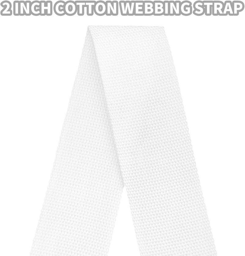 Evora 2 inch Cotton Webbing Braid Handles Bag Strap 15ft High Density Webbing Plain Weave Straps for Cloth Tote Bag, Pet Collars, DIY Projects, Crafts, Outdoor Accessories (White 529) - Image 5